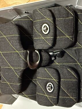 Coach Black Quilted Canvas Shoulder Bag with Yellow Stitching